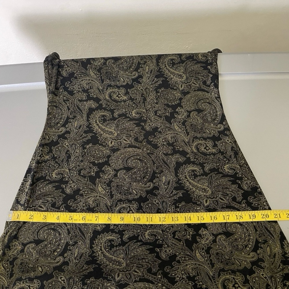 VTG All That Jazz Slinky Knit Black Gold Paisley Short Sleeve Shift Dress Size M - Picture 9 of 9